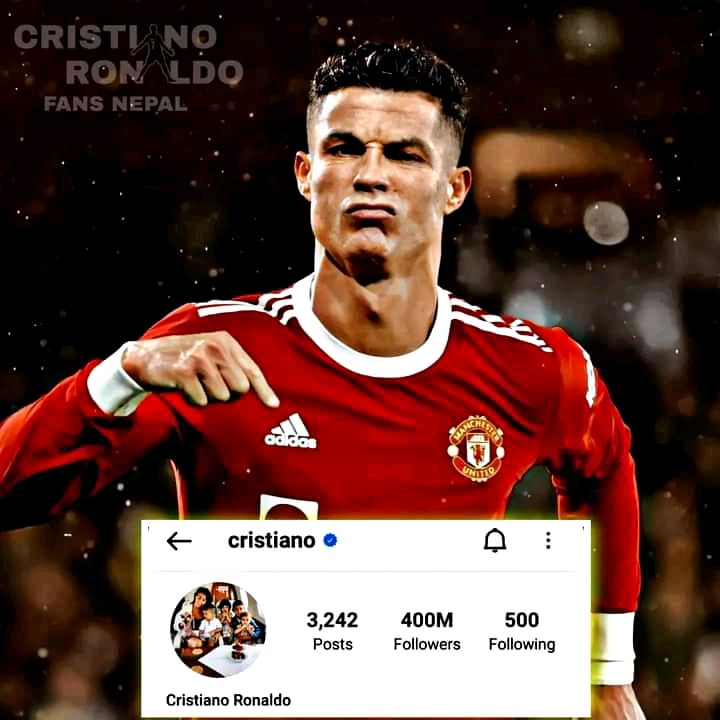 Cristiano Ronaldo, The First To Break The 400 million Follower Mark On Instagram